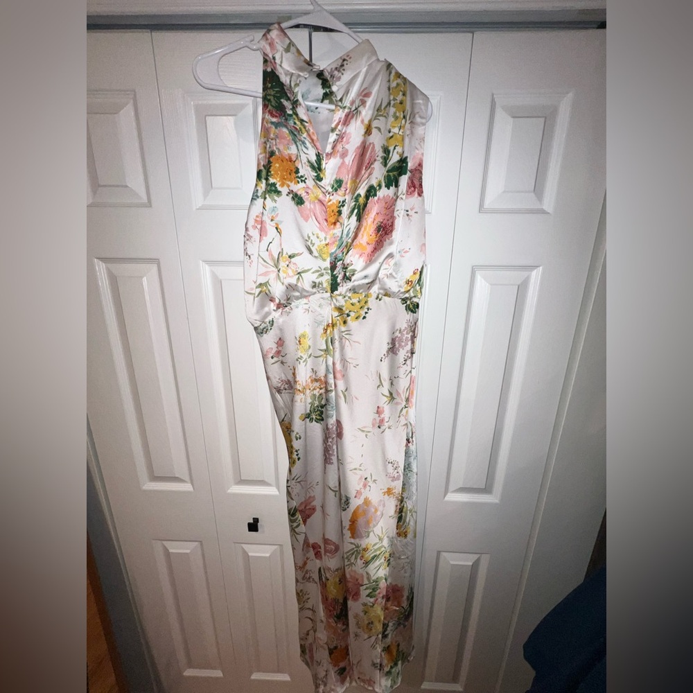 Petal & Pup Annabelle Halter neck maxi dress in white floral